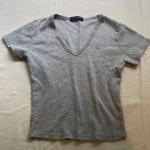 Brandy Melville ribbed grey crop top